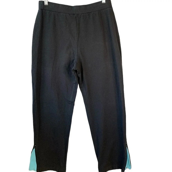 Talbots Vintage 90s Activewear Flare High Waist Sweatpants Women Size M Black - Picture 2 of 15
